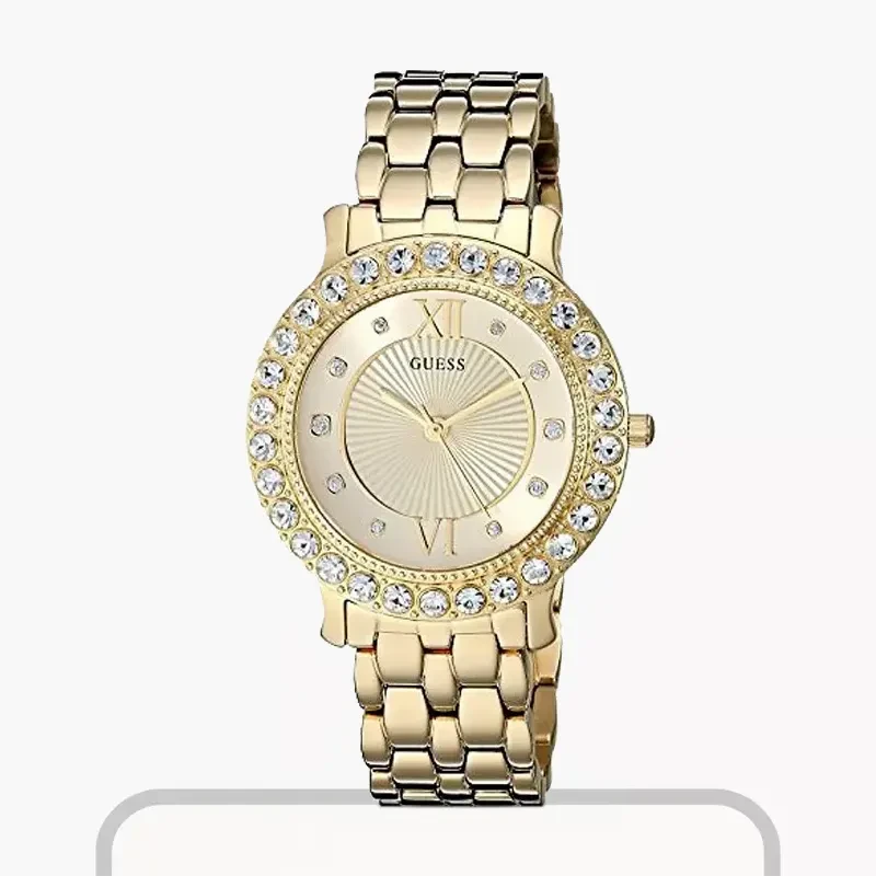 Guess Blush Crystal Len's Champagne Dial Ladies Watch- W1062L5